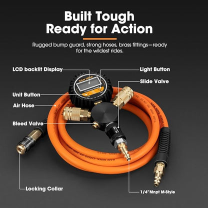 SanHima 2 Tire Inflation Deflation System - Fits up to 200" Wheelbase, Fast High Flow 2-Way Air Down Tire Inflator Deflator for Truck Car Trailer Motocycle