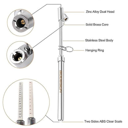 GODESON Dual Head Tire Pressure Gauge,Heavy Duty Pen Tire Gauge Range 10-150PSI; 1-10Bar,Dual Head Truck Air Pressure Gauge (Pack of 12)…