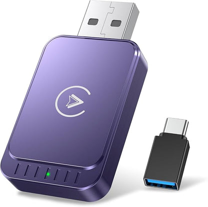 AuroraLink Wireless Carplay Adapter & Android Auto Wireless Adapter 2-in-1 Fast & Stable Carplay Wireless Adapter Convert Wired to Wireless Car Play Adapter for iOS 10+/Android 11+ (Dark Purple)