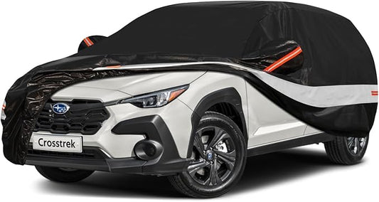 10 Layers SUV Car Cover Custom Fit for Subaru Crosstrek (2017-2025) Waterproof All Weather for Automobiles, Outdoor Full Cover Sun UV Rain Protection with Cotton.Black