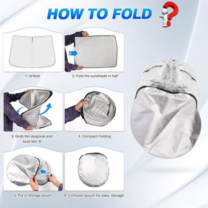 Windshield Sun Shade for Hyun-dai Ioniq 5 Accessories 2022-2025 2026 Thicken 6-Layer Front Window Sunshade Cover Sun Visor Protector Foldable Block UV Rays Keep Vehicle Cool