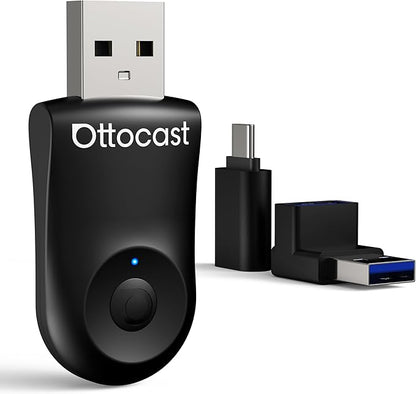 OTTOCAST Mini Wireless Carplay Adapter 2025 for Apple iPhone/Android Auto, Convert Wired to Wireless Car Play for Older Cars USB Design Plug & Play, Multi-User Seamless Connection for iOS 10+ (Black)