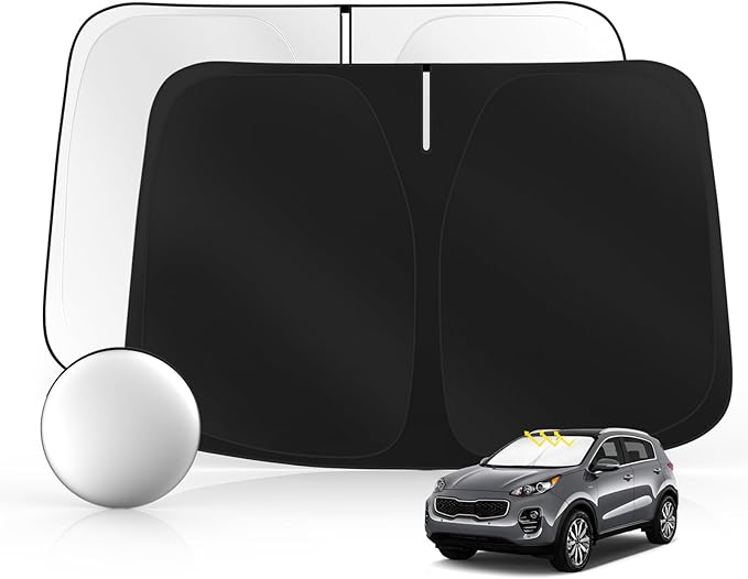 Windshield Sun Shade for Kia Sportage 2018-2022 Foldable Sunshade Custom Fit Front Window Car Interior Accessories Protector Blocks UV Rays