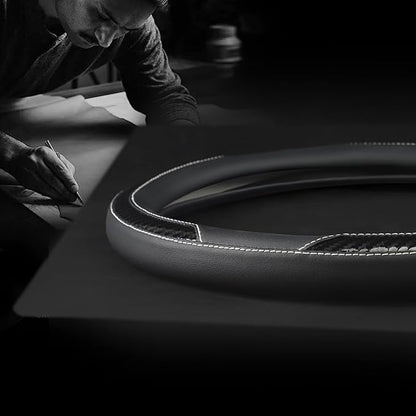 New Leather Car Steering Wheel Cover, Non-Slip Car Wheel Cover Protector Breathable Microfiber Leather Universal Fit for Most Cars(Black)