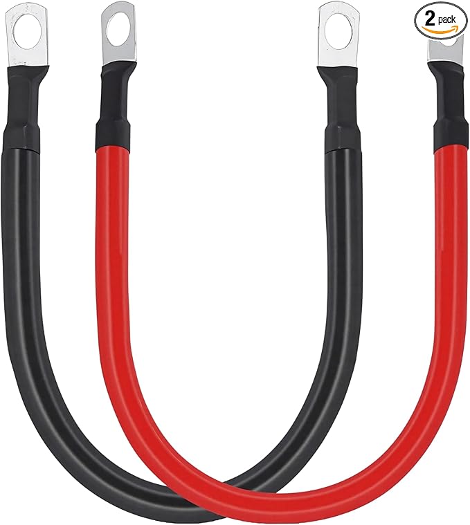 4 AWG Battery Cable 4 Gauge Pure Copper Battery Inverter Cables with 3/8 in Lugs Both Ends Power Inverter Wire Set for Automotive Solar Power Inverter Marine Boat RV Car Motorcycle (1FT)