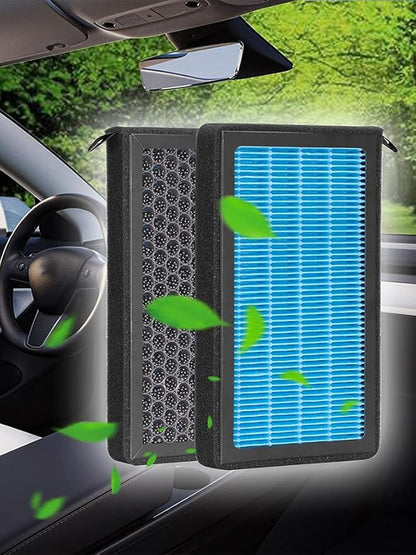 Tesla Model 3 Model Y Cabin Air Filter HEPA Replacement Filter Activated Carbon Tesla Accessories Set of 2 for 2016-2024 Model Y Model 3 (1Pack)