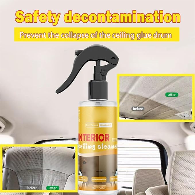 Multi-Purpose Car Interior Fabric Clean Polish Spray,Applies To Vehicle Seat、Upholstery、Headliner Cleaner,Vehicle Interior Polish Spray (2PCS)