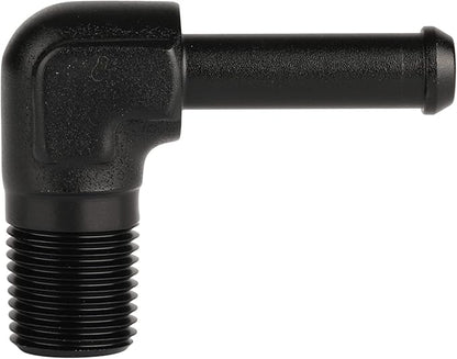 1/8 NPT Male to 1/4" Hose Barb Fitting Adapter 90 Degree Elbow Aluminum Black