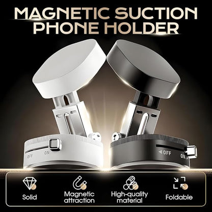 360° Adjustable Vacuum Magnetic Phone Holder,Upgraded Strong Suction Portable Magnetic Car Phone Stand,Universal Magnetic Phone Mount for Cars/Gyms/Indoor/Outdoor (White)