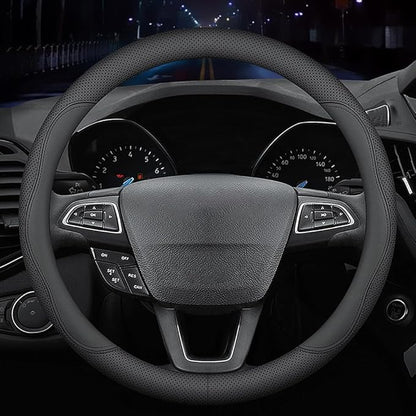 New Nappa Leather car Steering Wheel Cover, Universal 15 inch Black
