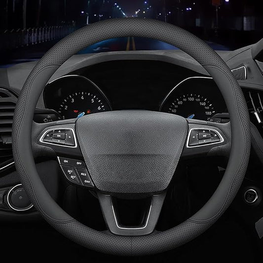 New Nappa Leather car Steering Wheel Cover, Universal 15 inch Black