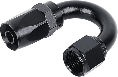 LokoCar 6AN Hose End Fitting 180 Degree Swivel For CPE Braided Hose Black 2Pcs