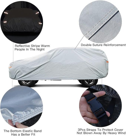 Kayme Large SUV Car Cover Waterproof All Weather for Automobiles, Outdoor Full Size SUV Cover Rain Sun UV Protection, Universal Fit for Chevrolet Tahoe, Lincoln MKT, GMC Envoy (207-214 inch)