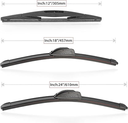 Windshield Wiper Blades Replacement for 2005-2015 Nissan Xterra / 2005-2012 Nissan Pathfinder Original Factory Quality Front Rear Wipers Blade Set for My Car - 24" 18" 12" (Pack of 3)