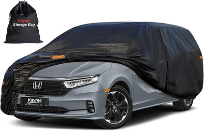 Kayme 7 Layers Minivan Car Cover Waterproof All Weather for Automobiles, Outdoor Full Cover with Zipper, Universal Fit for Honda Odyssey, Toyota Sienna, Grand Caravan, Station Wagon(191-206 inch)