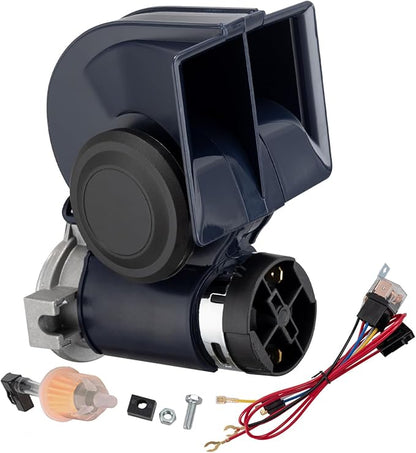 Air Horn,12V 150DB Loud Train Horn kit for Car Truck Motorcycles,Boat Airhorn Loud Truck Horn (blue horn with wire, 12v)