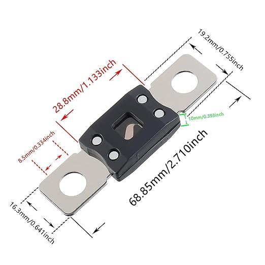 200A MEGA High Current Fuse - 200 Amp Bolt-on Fuse for Cars, Trucks, Construction Vehicles, Buses, Caravans (2 Pcs)