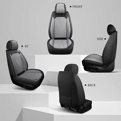 Front Seat Covers Fit for Toyota Camry 2012-2025 Faux Leather Automotive Seat Covers Breathable Waterproof Seat Cushions Compatible with Airbag (2 Seats,Black & Gray)