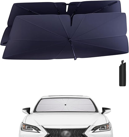 Windshield Sun Shade Umbrella Compatible with 2019-2025 Lexus ES Accessories: Custom Fit 240T Silver, Double Thickened, Foldable Sunshade Window Sun Visor, Ultimate 99% UV Blocking for 250, 300h, 350