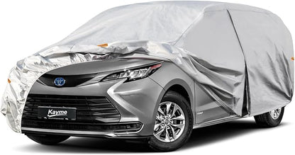 Kayme 6 Layers Minivan Car Cover Waterproof All Weather for Automobiles, Outdoor Full Cover with Zipper, Universal Fit for Pacifica, Grand Caravan, Honda Odyssey, Sienna, Station Wagon(191-206 inch)