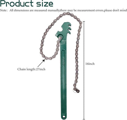 16 Inch Heavy Duty Reversible Chain Wrench for 1.5" to 7.5" Diameter Oil & Fuel Filter