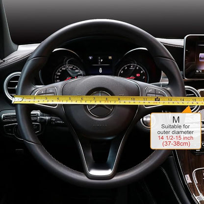 COFIT Breathable Car Steering Wheel Cover 15 inch Auto Universal Leather Wrap Non-Slip Steeringwheel Protector Automotive Interior Accessories, Beige (Suit for 14.5-15 inch)