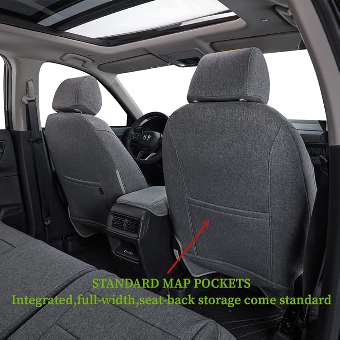 coverdream CRV Seat Covers Custom Fit for 2023 2024 2025 2026 Honda CR-V LX,EX,EX-L,Sport Series,Hybrid,Fully Covered,Airbag Compatible,UV Resistant Polyester Seat Protector(Full Set,Gray)