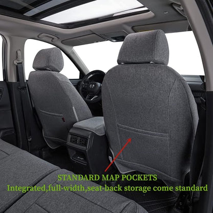 coverdream CRV Seat Covers Custom Fit for 2017-2021 2022 Honda CRV LX,EX,SE,EX-L,Touring,Hybrid,Fully Covered,Airbag Compatible UV Resistant Polyester Car Seat Protector(Full Set,Gray)