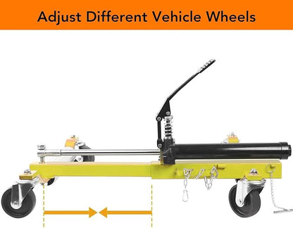 2 Pcs Car Wheel Dolly with Hydraulic Tire Jack, 1500LBS Capacity Trailer Dolly for Vehicle Positioning for Truck RV Trailer, Yellow