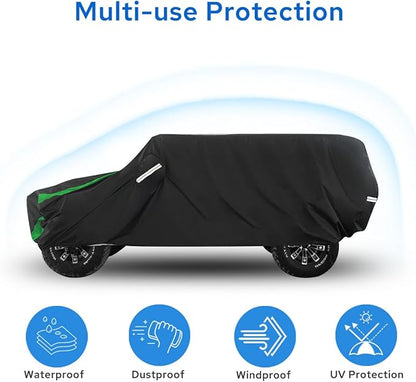 Avecrew for Jeep Wrangler Cover Waterproof 4 Door, All Weather for Jeep Rain Cover for Automobiles, Outdoor Full Exterior for Jeep Covers Fits JK JL TJ YJ CJ （Green）