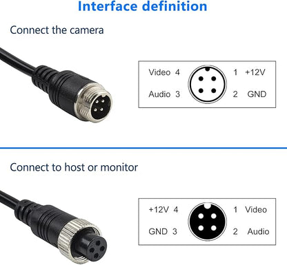 Car Video Extension Cable 4 Pin Aviation Waterproof Shockproof for CCTV Rearview Camera Truck Trailer Camper Bus Motorhome Vehicle Backup Monitor System 16.5Ft/5M