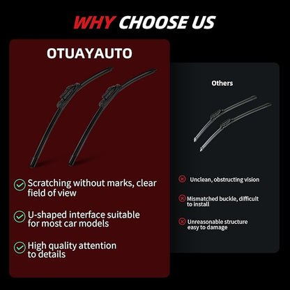 OTUAYAUTO Premium Windshield Wiper Blades - Replacement for BMW X3 2018-2022, BMW X4 2019-2022 - Precision Fit, All-Weather Performance, Front and Rear Wiper Blades, Top Lock - 26"+20"+12" (Pack of 3)