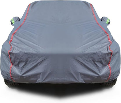 AUQDD 6-Layers PEVA New Material Sedan SUV Full Padded Car Cover Waterproof All Weather Weatherproof UV Sun Protection Snow Dust Storm Resistant Outdoor Exterior Custom Form-Fit Straps 178"-189" Grey