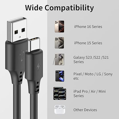 Coiled USB C Cable for Car 2Pack 3ft, USB to USBC Coiled Cord for iPhone 16 15 Pro Max, 3A USB Type C Retractable Cable Fast Charging with Galaxy S23 S22 S21 S20, Note 20 10 A10e A20 A50, Moto G LG