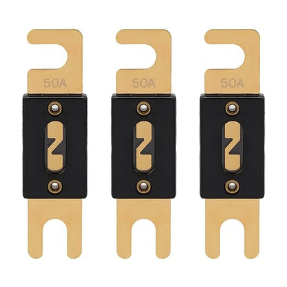 50A ANL Fuse 50 Amp Inline Blade Fuses 32V for Car Audio Inverter Automotive Stereo (Pack of 3 pcs)