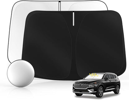 Windshield Sun Shade for H-yund-ai Santa Fe 2019-2025 2026 Foldable Sunshade Custom Fit Front Window Car Interior Accessories Protector Blocks UV Rays