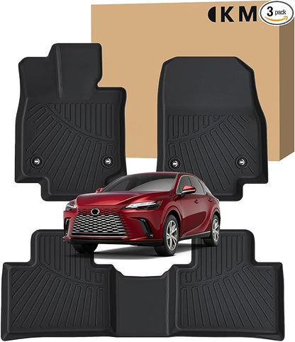 KMF Custom Fit Floor Mats for Lexus RX 2025 2024 2023 Accessories RX350 RX350h RX500h (NOT RX450h+ PHEV), All Weather TPE Waterproof Car Floor Liners,Front Rear 2 Row, Anti-Slip Deep Grooves Car Mats
