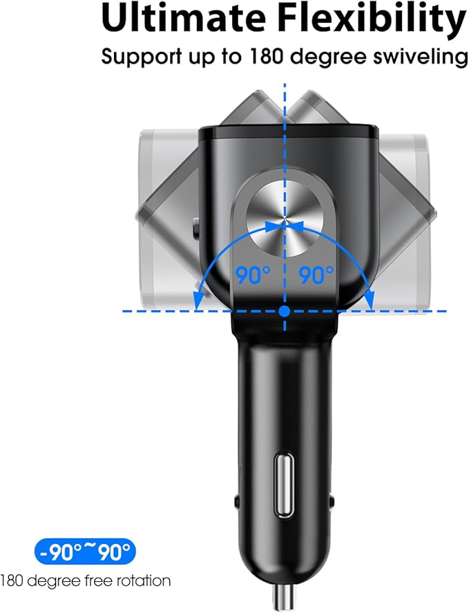 Car Cigarette Lighter Splitter, BUVAYE 12V/24V Dual Cigarette Lighter Adapters for Cars 2-Socket Car Charger Adapter for iPhone/iPad/GPS/Dash Cam/Laptop