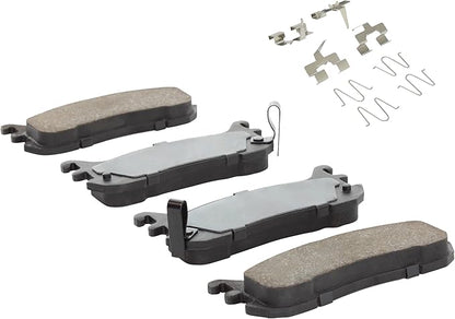 Premium Ceramic Rear Brake Pads (1001-0636C) Compatible with Ford Escort 1997-2003, Mazda Miata 1994-2003, Mazda Protege 1995-1998, Mercury Tracer 1997-1999