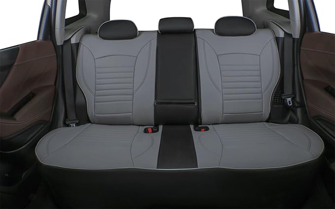 EKR Sportage Seat Covers Custom Fit for KIA Sportage S,EX,LX,SX,SX Turbo 2017 2018 2019 2020 2021 2022 Leather Car Seat Cover Full Set - Faux Leather (Black/Gray)