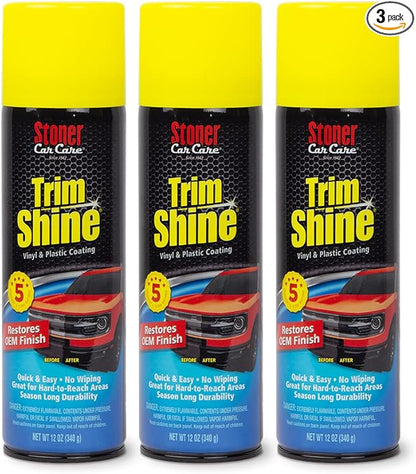 Stoner Car Care 91034-3PK Trim Shine – Vinyl and Plastic Protectant Coating for Interior & Exterior Car Detailing – Restores OEM Color, Adds Shine, UV & Water Protection – 12 Oz, Pack of 3