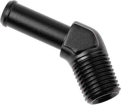 1/4 NPT Male to 3/8" Hose Barb Fitting Adapter 45 Degree Elbow Aluminum Black