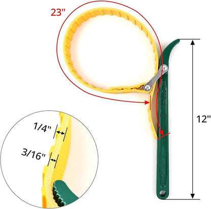 QWORK® Belt Strap Wrench 12", Adjustable Strap Oil Filter Strap Opener Wrench with 26" Capacity Adjustable Strap
