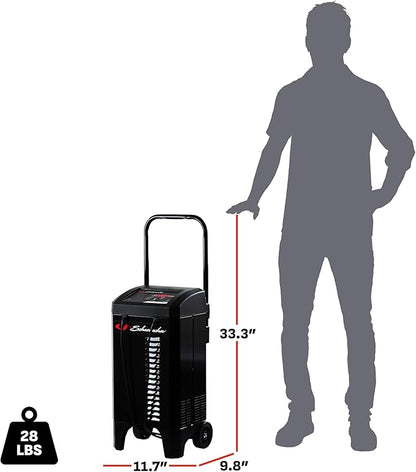 Schumacher Electric Wheeled Battery Charger and Engine Starter, SC1353, 6-in-1, Fully Automatic, with Diagnostics, 200 Cranking Amps, 40 Amp Boost Mode, 6V, 12V, for Car, Truck, and Marine Batteries