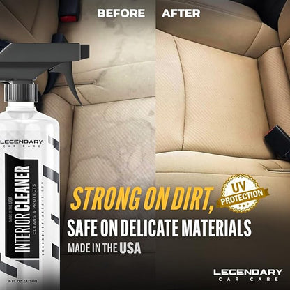 Legendary Interior Cleaner 16oz - All Purpose Interior Detailer & Carpet Cleaner for Cars - Safe on Leather, Plastic, Vinyl, Upholstery & Dashboard - UV Protectant - Tough on Stains & Dirt