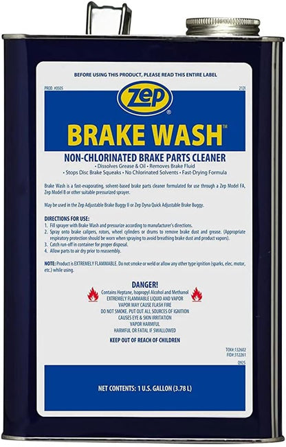 Zep Brake Wash Liquid Non-Chlorinated Parts Cleaner - 1 Gallon (Case of 4) 50524 - Fast-Acting, Non-chlorinated, Solvent Degreaser
