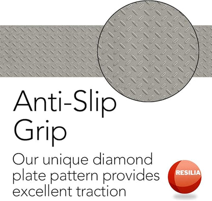 RESILIA Heavy Duty Garage Floor Runner & Protector Mat - Slip Resistant Diamond Plate PVC Mats - Water, Spill, & Stain Resistant, Sandstone (4 feet x 10 feet)