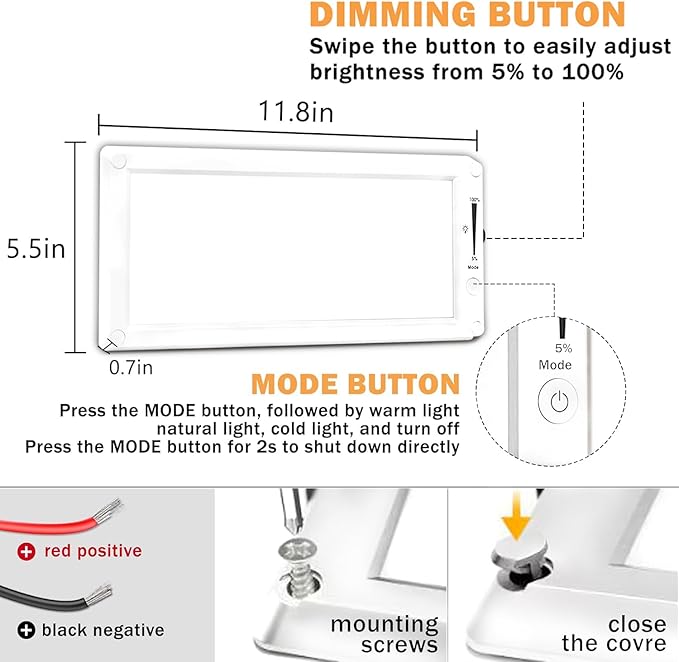 RV Lights Interior,3 Color RV LED Super Bright Fixture,12V RV Ceiling Dome Light with ON/Off Dimmable Switch Energy Saving for RV/Camper/Car/Trailer/Boat