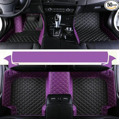 TAHALICustom Colors Car Floor Mats Black Pink for 99.9% Sedan SUV Sports， All-Weather Liners Car Floor mat，Luxury Leather Automotive Floor Mats (Black Purple mats,3D Floor Mats)