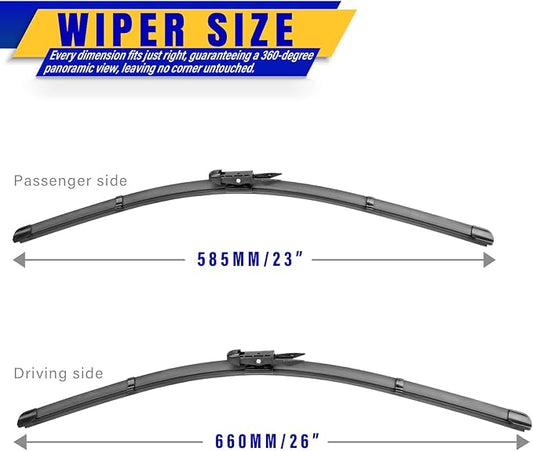 2 wipers Replacement for Toyota Tundra 2007-2020 Toyota Sequoia 2008-2020, Windshield Wiper Blades Original Equipment Replacement - 26"/23" (Set of 2) Pinch Tab